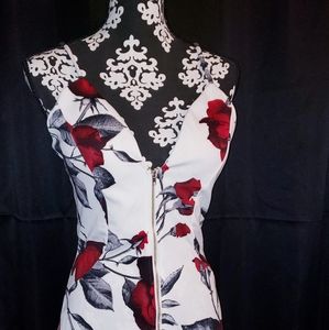 Haute Monde Red Rose Floral Strap Dress Sz L